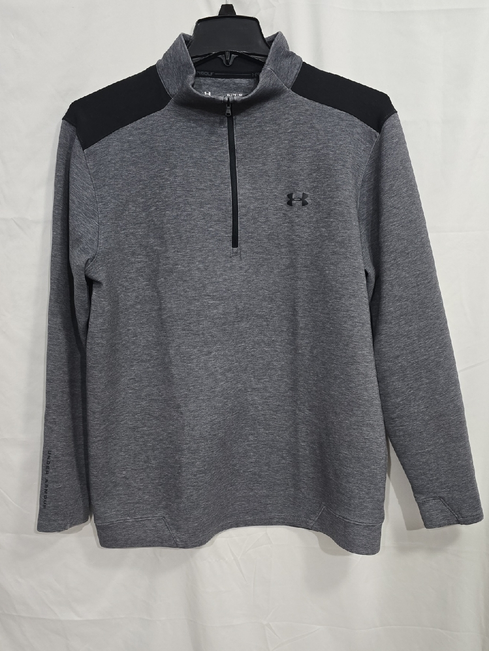 Under Armour Golf Mens XL Loose Charcoal Black Quarter Zip Pullover Logo